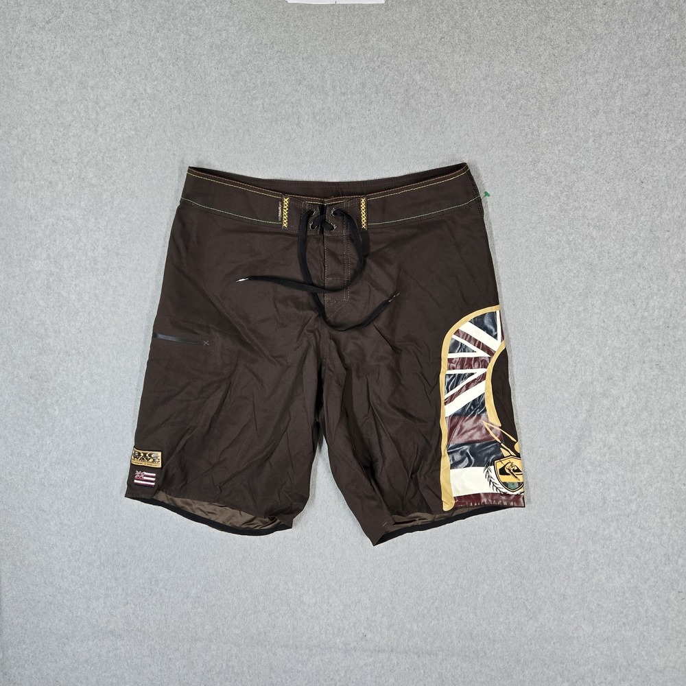 Quiksilver Men Swimwear 34 Brown Eddie Aikau 2015 Hawaii Big Wave Board Shorts